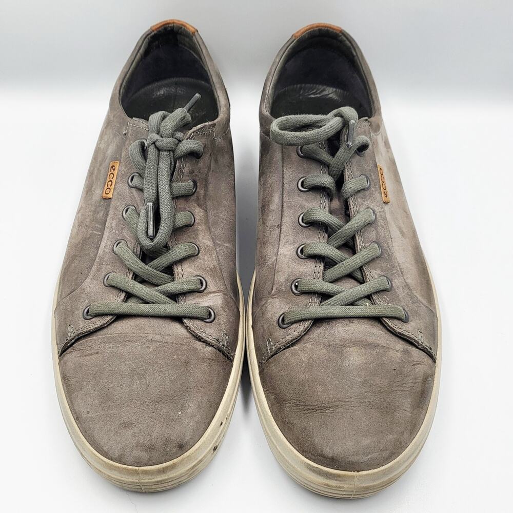 Ecco Soft 7 Sneaker Gray Nubuck Leather Casual Low-Top Lace-Up Men's Size 13
